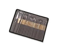 Wintem - Lot de 24 pinceaux en Nylon et Aluminium avec poignée en Bois Naturel Ergonomique pour Couleurs acryliques et aquarelles, faciles à Nettoyer et idéales pour la Peinture sur Toile ou Bois