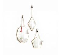 Wintem - Lot de 3 miroirs décoratifs avec Pendentif Mural en Fer doré, Miroir Mural pour décoration intérieure avec Installation Facile, Formes Assorties et Design Moderne