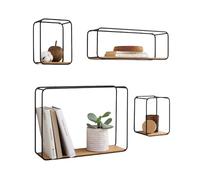Wintem - Lot de 4 étagères murales décoratives multifonctionnelles en MDF et Acier Noir, Design Moderne Peu encombrant pour Salon, Chambre, Bureau, étagères murales pour Livres, Plantes et Objets