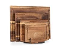 Wintem - Planche à découper en acacia en lot de 4 avec base de support anti-humidité, planches à découper en bois résistantes et hygiéniques pour couper, servir et présenter avec élégance