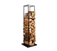 Wintem - Porte-bois en métal 33 × 33 × 115 cm pour cheminée et poêle, design vertical peu encombrant, facile à assembler et ultra-résistant, idéal pour ranger le bois de chauffage