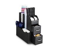 Wintem Porte-capsule multifonction 10 compartiments et 3 tiroirs 13,9 x 31 x 28,7 cm Noir - Gain de place idéal pour cuisine, bureau et salon - jusqu'à 60 capsules - Durable et élégant