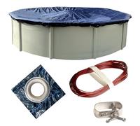 Winter Block Bâche d'hiver Ronde pour Piscine Hors Sol, 4,8 m, avec treuil et câble, résistance et durabilité supérieures, Protection UV