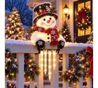 Winter Glow Snowman Icicle Light Decor, Hanging Snowman Railing Light (B) | Christmas Outdoor Decorations, Xmas Snowman Lights, Hanging LED Holiday Lights for Porch, Entryway, Winter Home Decor