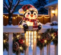Winter Glow Snowman Icicle Light Decor, Hanging Snowman Railing Light (D) | Christmas Outdoor Decorations, Xmas Snowman Lights, Hanging LED Holiday Lights for Porch, Entryway, Winter Home Decor