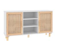 “Winter Sale""TOP Armoire/Cabinet à tiroirs Blanc - Buffet Blanc 105x30x60cm - bois de pin massif et rotin naturel PRO40632