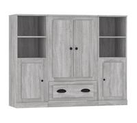 “Winter Sale""TOP Armoire/Cabinet à tiroirs Gris - Buffets 3 pcs sonoma gris bois d'ingénierie PRO99047