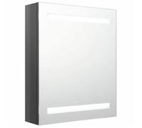 “Winter Sale""TOP Armoire de salle de bain Gris - Armoire de salle de bain à miroir LED Gris brillant 50x14x60cm PRO85590