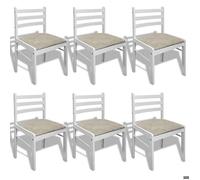 “Winter Sale""TOP Chaise de cuisine Blanc - Chaises à manger lot de 6 blanc bois solide et velours PRO51590