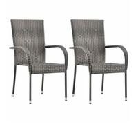 “Winter Sale""TOP Chaise de jardin Gris - Chaises empilables d'extérieur lot de 2 Gris Résine tressée PRO77932