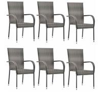“Winter Sale""TOP Chaise de jardin Gris - Chaises empilables d'extérieur lot de 6 Gris Résine tressée PRO19491