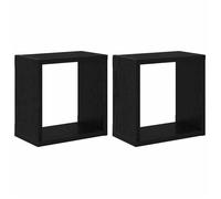 “Winter Sale""TOP Étagères murale,ensemble élégant Noir - Étagère Murale avec étagère Chêne noir Bois d'ingénierie PRO51781