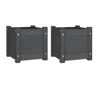 “Winter Sale""TOP lit surélevé en gabion Gris - Jardinières d'extérieur 2 pcs Gris 31x31x31cm - bois de pin PRO66704