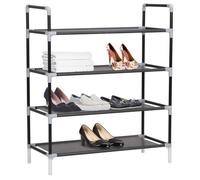 “Winter Sale""TOP Meuble à chaussures Noir - Range-chaussures avec 4 étagères Métal et Tissu non tissé Noir PRO38690