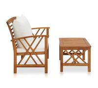 “Winter Sale""TOP meuble d'extérieur arrière-cour, terrasse Blanc - Salon de jardin 2 pcs avec coussins bois d'acacia solide PRO45618