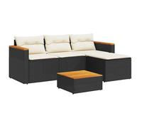 “Winter Sale""TOP meuble d'extérieur arrière-cour, terrasse Noir - Salon de jardin 3 pcs avec coussins noir résine tressée PRO52238