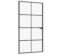 “Winter Sale""TOP Portes d'entrée Noir - Porte d'intérieur Noir 102x201,5cm Trempé verre aluminium fin PRO38448
