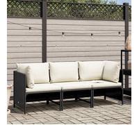 “Winter Sale""TOP Siège DE JARDIN Noir - Canapé de jardin à 3 places avec coussins Noir Résine tressée PRO99905
