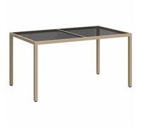“Winter Sale""TOP Table de jardin Beige - Table de jardin 150x90x75cm Verre trempé/résine tressée Beige PRO25841