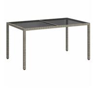 “Winter Sale""TOP Table de jardin Gris - Table de jardin 150x90x75cm Verre trempé et poly rotin Gris PRO33376