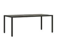“Winter Sale""TOP Table de jardin Noir - Table de jardin dessus en verre Noir 190x90x75cm Résine tressée PRO78691