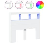 “Winter Sale""TOP Tête de lit Blanc - Armoire tête de lit avec LED blanc 120x17x102cm PRO95764