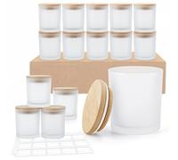 Winter Shore Petit Pot Verre 170 ml avec Couvercles [Lot de 15] - Contenant Bougie Gelé - Pot Bougie Vide - 15 Étiquettes Autocollantes, 15 Étiquettes Vierges & 1 Stylo Noir Inclus
