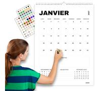 Winund Calendrier 2027 Grand Format Mural, 42,5 x 62 cm, 16 Mois | Grand calendrier mural 2026 2027, cases 4,8 x 4,8 cm, papier 120 g, 108 stickers, poster 16 mois