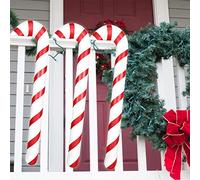 Winwild 6Pcs 87CM de Canne à Sucre Gonflable Décorations de Noël,Grand Grinch Décoration Noël extérieur Porte d'entrée de Canne à Sucre Décorations d'arbre de Noël(Rouge-Blanc)