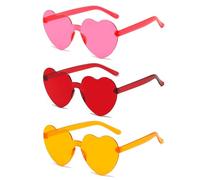 WINXMIN 3Pcs Heart-Shaped Glasses, Funny Party Glasses for Kids and Adults, Magic Colours Hippie Glasses for Birthday Party Accessories Halloween Carnival Christmas Wedding Photo Props