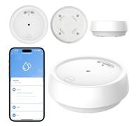 WIOONI Détecteur de Fuite d'eau WiFi avec Batterie, d'eau IP66, Alarme 80 DB, Compatible avec l'application Tuya/Smart Life pour Cuisine, Salle de Bain, Cave, 1 Pièce