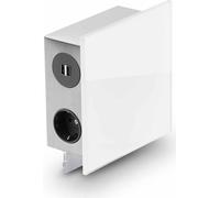 WIPO Boîte à énergie design PowerQuad acier inoxydable 3xprises 2xUSB, verre blanc