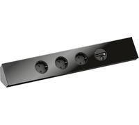 Wipo élément de prise Power Eck-G Slim noir 3x Schuko avec protection enfants + USB-C Charger-extension, façade en verre, 230 V, 3500 W