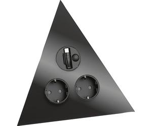 WIPO Élément de prise Power Triangle 2 Schuko + chargeur USB noir