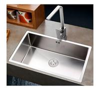 WIQUYBML Évier de Cuisine en Acier Inoxydable à Une cuve, Petit Bassin Compact avec bonde, Mini-évier pour buanderie, Bar, pub, sous-Sol, à encastrer, à Poser, à Poser sous Plan (Argent, 50