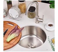 WIQUYBML Évier de préparation Rond, évier de Cuisine à Une cuve en Acier Inoxydable, Petit évier de Bar de 32 cm avec raccord de vidange pour Appartements hôteliers et dortoirs (argenté, 28