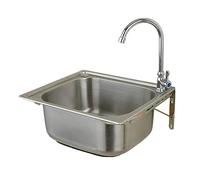 WIQUYBML Évier Mural en Acier Inoxydable à Une cuve pour Cuisine, lavabo Pratique pour Usage Domestique, avec Robinet pour Jardin, Salle de Bain, Garage ou Cour (48 x 35 cm)