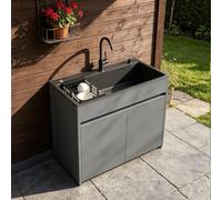 WIQUYBML Évier Utilitaire de Jardin avec Rangement, sur Pied, 65/80 cm