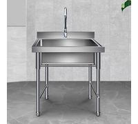 WIQUYBML Évier Utilitaire en Acier Inoxydable avec Robinet pour buanderie, sous-Sol, Garage ou Atelier, Station de Lavage autoportante avec système de Drainage.