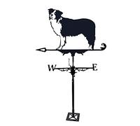WIQUYBML Girouette extérieure en Fer forgé avec Support de Toit, Motif Border Collie, Piquet de Jardin, Ornement, indicateur de Direction, en Acier Inoxydable créatif
