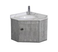 WIQUYBML Lavabo d'angle Mural en céramique, Meuble sous-Vasque Moderne Peint, avec égouttoir et Robinet d'eau Chaude/Froide, Blanc, en Porcelaine Triangulaire. (Couleur : Gris)