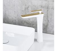 WIQUYBML Robinet d'évier de Cuisine en Laiton Noir, Vasque surélevée en céramique Blanche, Design monotrou, élégant et Durable, idéal pour Une décoration intérieure Moderne, édition « Année