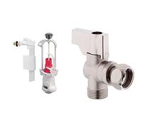 Wirquin 10720554 Mécanisme WC double chasse MVB et robinet flotteur F90, rouge et blanc & 19529004 Robinet d'arrêt équerre 14 tour en laiton R29, chromé