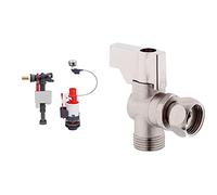 Wirquin 10722514 - Ensemble complet double chasse, mécanisme MW2 et robinet flotteur Doblo Gris & 19529004 Robinet équerre 1/4 tour R29 Chrome