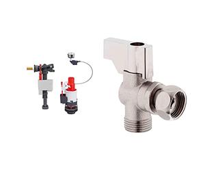 Wirquin 10722514 - Ensemble complet double chasse, mécanisme MW2 et robinet flotteur Doblo Gris & 19529004 Robinet équerre 1/4 tour R29 Chrome