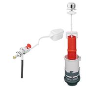 Wirquin 10724083 Chasse d'eau wc complète mécanisme wc simple chasse MX & robinet flotteur à alimentation latérale F80, gris et rouge