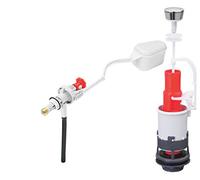 Wirquin 10724138 Chasse d'eau wc complète mécanisme wc simple chasse MP & robinet flotteur à alimentation latérale F80, gris et rouge