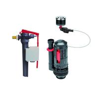Wirquin 10724825 Ensemble double chasse FLEXIFLOW 3/6 L à câble + robinet flotteur latéral JOLLYFILL, compatible réservoirs standards