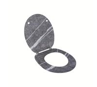 Wirquin 20720370 Abattant WC Woody effet marbre gris en MDF, top fix avec charnières en inox