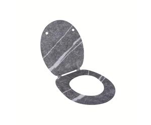 Wirquin 20720370 Abattant WC Woody effet marbre gris en MDF, top fix avec charnières en inox